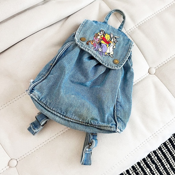 Awesome True Vintage 90's Disney Winnie the Pooh Mini Denim Backpack Bag - Picture 3 of 7